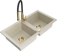 Graniidist köögivalamu Mexen Mario 6504-69-73450-57-G, 82 x 43.6 x 16.1 cm, beež, koos segisti ja sifooniga
