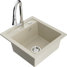 Graniidist köögivalamu Mexen Vito 6503-69-670101-00, 49 x 52 x 21 cm, beež/kroom, segisti ja sifooniga