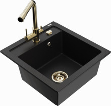 Graniidist köögivalamu Mexen Vito 6503-77-671600-50, 52 x 49 x 21 cm, must/gold, segisti ja sifooniga