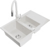 Graniidist köögivalamu Mexen Gaspar 6507-20-672601-20, 73 x 47 x 17.7 cm, valge, segisti ja sifooniga