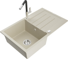 Graniidist köögivalamu Mexen Bruno 6513-69-670401-07, 79 x 49 x 20 cm, beež, segisti ja sifooniga
