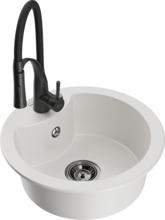 Graniidist köögivalamu Mexen Diego 6512-20-73450-70-B, 48 x 48 x 16 cm, valge, segisti ja sifooniga
