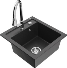 Graniidist köögivalamu Mexen Vito 6503-76-670101-00, must granite, segisti ja sifooniga