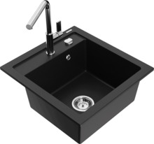 Graniidist köögivalamu Mexen Vito 6503-77-670401-00, 49 x 52 x 21 cm, must/kroom, segisti ja sifooniga