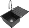 Graniidist köögivalamu Mexen Bruno 6513-73-672601-00, 79.5 x 49.5 x 20 cm, must/silver metallic, segisti ja sifooniga