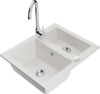 Graniidist köögivalamu Mexen Carlos 6518-20-670200-00, 58 x 47 x 17.7 cm, valge, segisti ja sifooniga