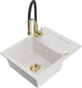 Graniidist köögivalamu Mexen Enzo 6506-20-73450-57-G, 57.6 x 46.5 x 17.4 cm, valge, koos segisti ja sifooniga