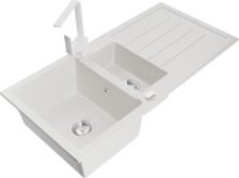 Graniidist köögivalamu Mexen Andres 6515-20-670300-20, 100 x 50 x 20 cm, valge, koos segisti ja sifooniga