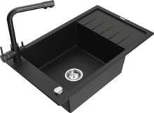 Graniidist köögivalamu Mexen Elias 6511-77-671600-70, 79 x 48 x 20 cm, must, segisti ja sifooniga