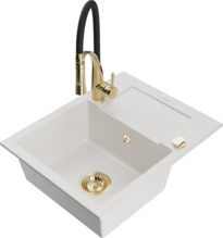 Graniidist köögivalamu Mexen Enzo 6506-20-73450-57-G, 57.6 x 46.5 x 17.4 cm, valge, koos segisti ja sifooniga