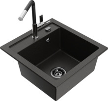 Graniidist köögivalamu Mexen Vito 503-75-670401-07-B, 49 x 52 x 21 cm, metallic must/kuldne, segisti ja sifooniga