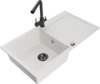 Graniidist köögivalamu Mexen Leo 6501-20-671600-70, 90 x 50 x 19 cm, valge/must, koos segisti ja sifooniga
