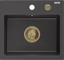 Graniidist köögivalamu Mexen Milo 6505441000-76-G, 435 x 410 mm, must täpiline, sifooniga