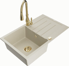 Graniidist köögivalamu Mexen Bruno 6513-69-672601-50, 79.5 x 49.5 x 20 cm, beež, koos segisti ja sifooniga