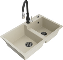 Graniidist köögivalamu Mexen Tomas 6516-69-672601-70, 80 x 50 x 19 cm, beež, segisti ja sifooniga
