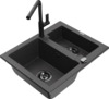 Graniitvalamu Mexen Carlos 6518-76-670401-70-B, 58.2 x 47.5 x 17.7 cm, must täpiline, segisti ja sifooniga