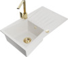 Graniidist köögivalamu Mexen Cesar 6514-20-670300-50, 77.5 x 47 x 20 cm, valge/gold, segisti ja sifooniga