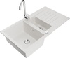 Graniidist köögivalamu Mexen Matias 6502-20-670200-00, 90 x 50.5 x 20 cm, valge, koos segisti ja sifooniga