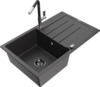 Graniidist köögivalamu Mexen Bruno 6513-76-670401-07-B, 79 x 49 x 20 cm, must granite/chrome, koos segisti ja sifooniga