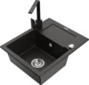 Graniidist köögivalamu Mexen Enzo 6506-75-670300-70, 57.6 x 46.5 x 17.4 cm, must/kuldne metallic, segisti ja sifooniga