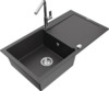 Graniidist köögivalamu Mexen Leo 6501-76-670401-00, 90 x 50 x 19 cm, must täpiline, koos segisti ja sifooniga