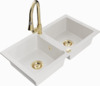 Graniidist köögivalamu Mexen Mario 6504-20-670101-50, 82 x 43.6 x 16.1 cm, valge/gold, koos segisti ja sifooniga