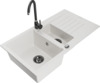 Graniidist köögivalamu Mexen Matias 6502-20-670200-70, 90 x 50.5 x 20 cm, valge/must, segisti ja sifooniga