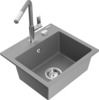 Graniidist köögivalamu Mexen Milo 6505-71-670401-06, 43.5 x 41 x 17.1 cm, hall, segisti ja sifooniga