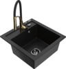 Graniidist köögivalamu Mexen Vito 6503-77-73450-57-B, 52 x 49 x 21 cm, must/gold, segisti ja sifooniga
