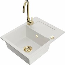 Graniidist köögivalamu Mexen Enzo 6506-20-670200-50, 57.6 x 46.5 x 17.4 cm, valge, koos segisti ja sifooniga