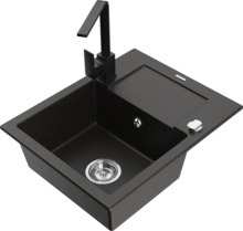 Graniidist köögivalamu Mexen Enzo 6506-75-670300-70, 57.6 x 46.5 x 17.4 cm, must/kuldne metallic, segisti ja sifooniga
