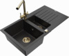 Graniidist köögivalamu Mexen Matias 6502-73-671600-5, 90 x 50.5 x 20 cm, must/hõbe metallic, segisti ja sifooniga