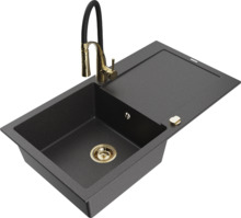 Graniitköögivalamu Mexen Leo 6501-76-73450-57-G, 90 x 50 x 19 cm, must täpiline, segisti ja sifooniga