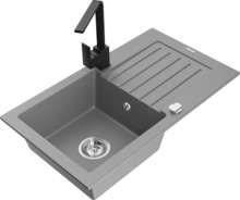 Graniidist köögivalamu Mexen Pablo 6510-71-670300-70, 75 x 43 x 16.1 cm, hall, koos segisti ja sifooniga