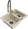 Graniidist köögivalamu Mexen Carlos 6518-69-73450-57-B, 58 x 47 x 17.7 cm, beež, segisti ja sifooniga