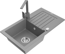 Graniidist köögivalamu Mexen Pablo 6510-71-670300-71, 75 x 43 x 16.1 cm, hall, koos segisti ja sifooniga
