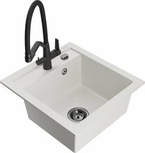 Graniidist köögivalamu Mexen Vito 6503-20-671701-70-B, 52 x 49 x 21 cm, valge/must, segisti ja sifooniga