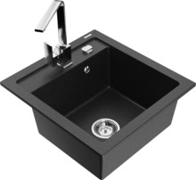 Graniitköögivalamu Mexen Vito 6503-73-670300-00, 49 x 52 x 21 cm, must/hõbedane metallic, segisti ja sifooniga