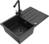 Graniidist köögivalamu Mexen Bruno 6513-73-671600-70, 79.5 x 49.5 x 20 cm, must/hõbe, segisti ja sifooniga