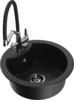 Graniidist köögivalamu Mexen Diego 6512-77-671701-07-B, 48 x 48 x 16.7 cm, must/kroom, segisti ja sifooniga