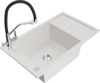 Graniidist köögivalamu Mexen Elias 6511-20-671701-07, 79.5 x 48 x 20 cm, valge/must/kroom, segisti ja sifooniga