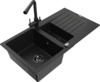 Graniidist köögivalamu Mexen Matias 6502-77-671600-70-B, 90 x 50.5 x 20 cm, must, koos segisti ja sifooniga