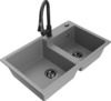 Graniidist köögivalamu Mexen Tomas 6516-71-670101-70-B, 80 x 50 x 19 cm, hall/must, segisti ja sifooniga