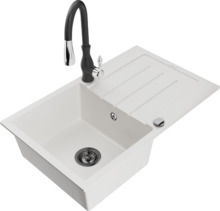 Graniidist köögivalamu Mexen Bruno 6513-20-672601-70, 79.5 x 49.5 x 20 cm, valge/must, segisti ja sifooniga