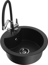 Graniidist köögivalamu Mexen Diego 6512-77-671701-07-B, 48 x 48 x 16.7 cm, must/kroom, segisti ja sifooniga
