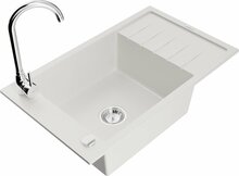 Graniidist köögivalamu Mexen Elias 6511-20-670200-00, 79.5 x 48 x 20 cm, valge, segisti ja sifooniga