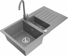 Graniidist köögivalamu Mexen Matias 6502-71-670200-71, 90 x 50 x 20 cm, hall, koos segisti ja sifooniga