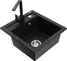Graniidist köögivalamu Mexen Vito 6503-77-670300-70, 52 x 49 x 21 cm, must, segisti ja sifooniga