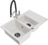 Graniidist köögivalamu Mexen Gaspar 6507-20-671701-07-B, 73 x 47 x 17.7 cm, valge/must/kroom, koos segisti ja sifooniga