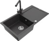 Graniidist köögivalamu Mexen Leo 6501-76-671600-76, 90 x 50 x 19 cm, must marmor, segisti ja sifooniga